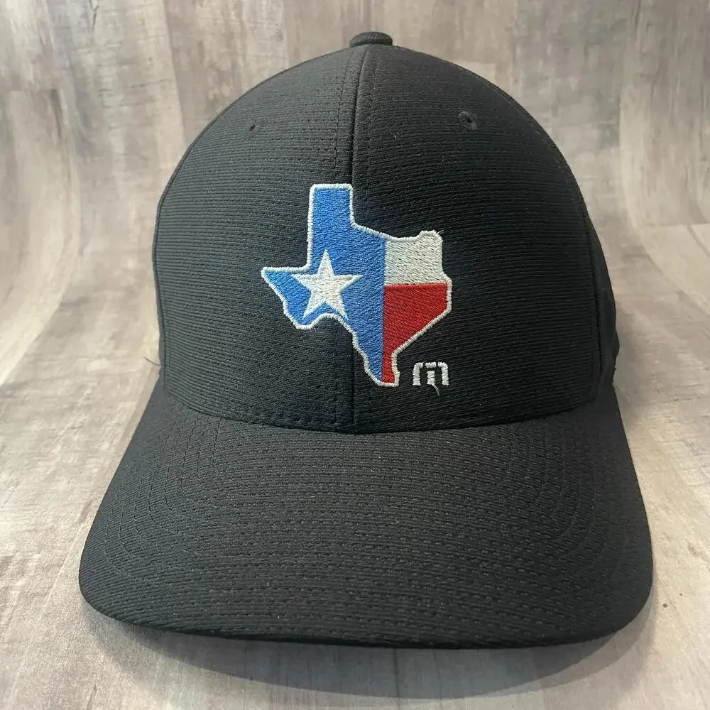 Travis Mathew FlexFit Hat Men’s L-XL Black TEXAS Embroidered Golf Cap - Picture 6 of 8